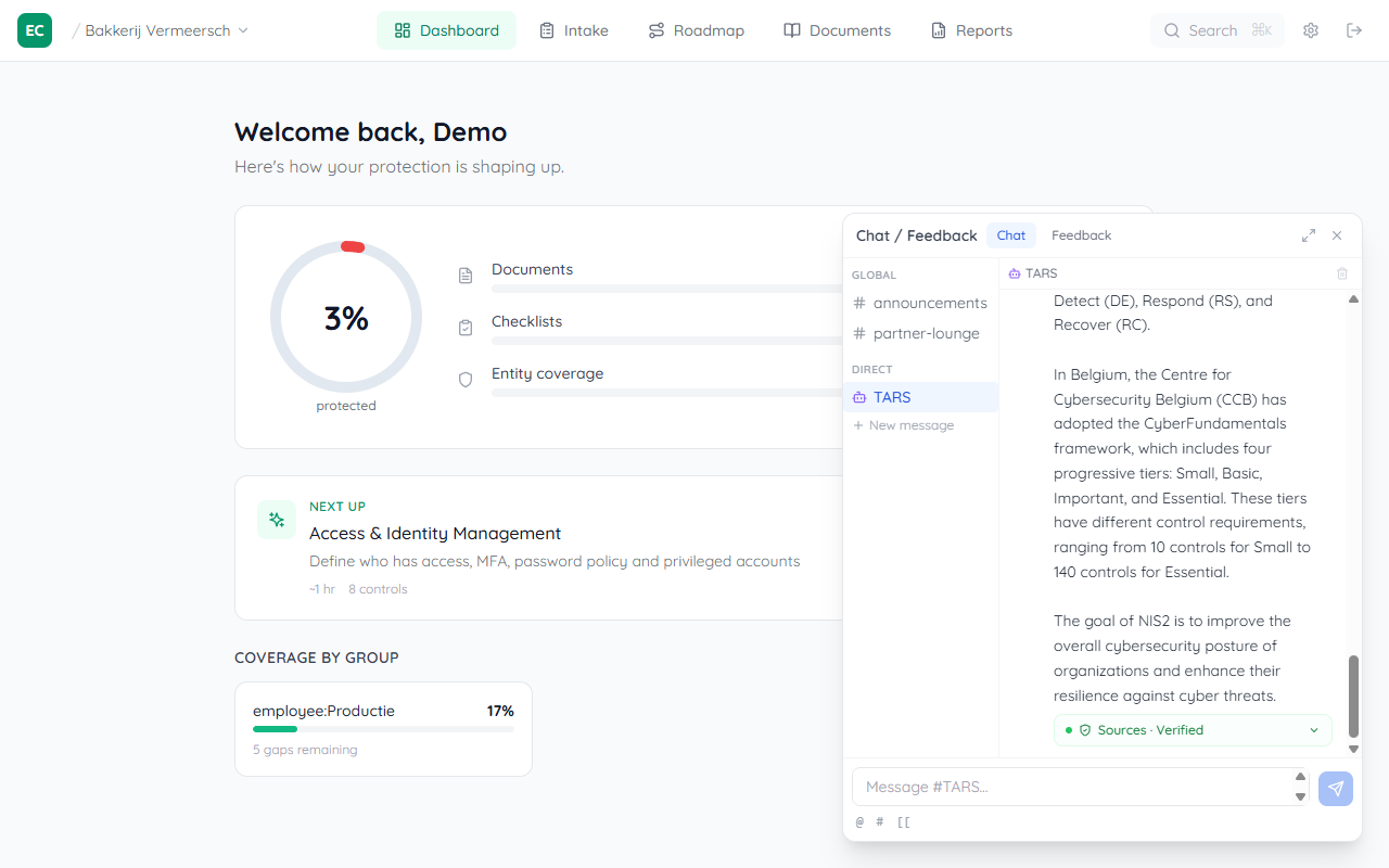 TARS responding to a compliance question with a detailed answer about policy requirements