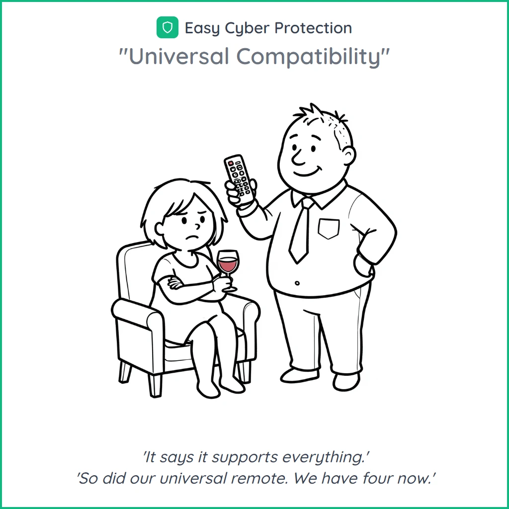 AI-generated cartoon: a couple wrestling with a universal remote
