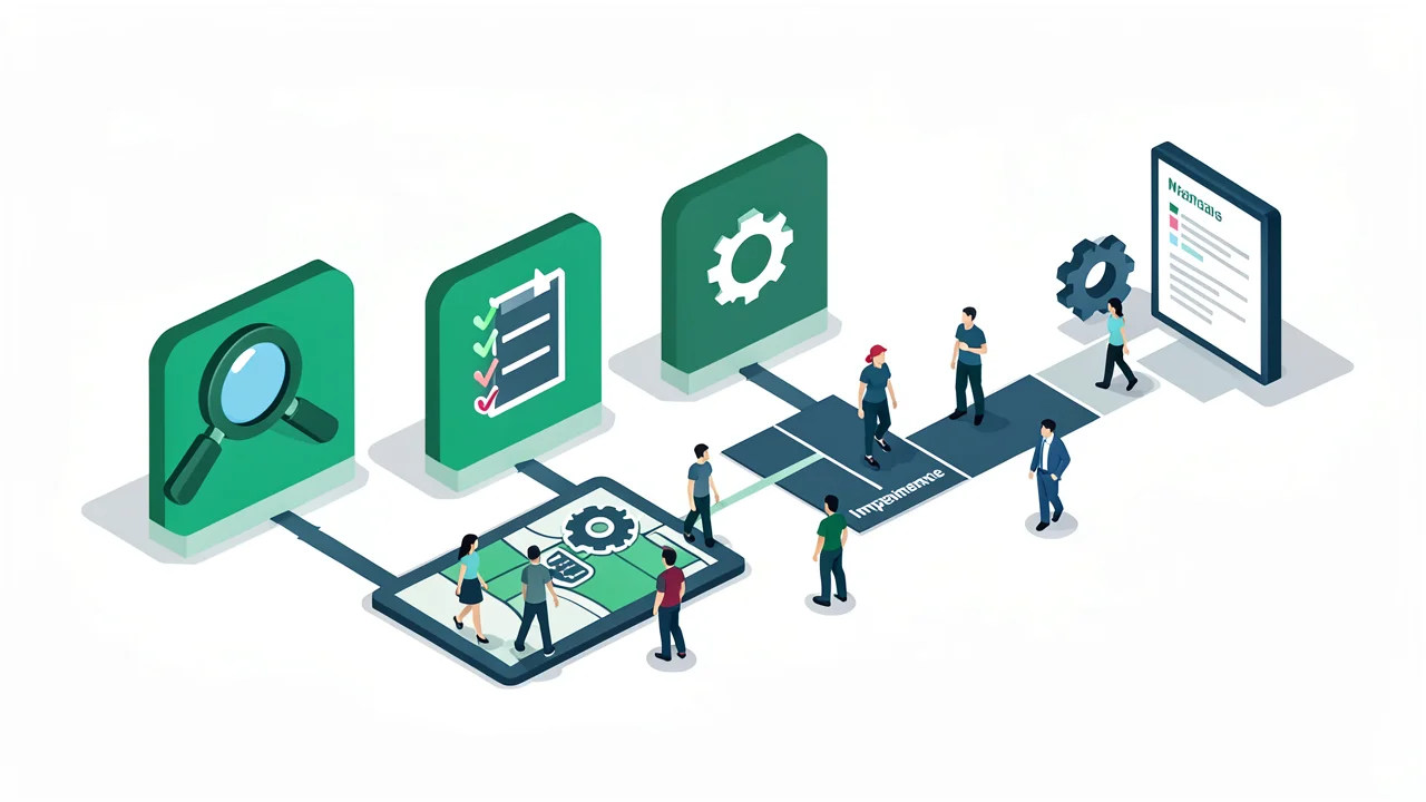 Illustration du parcours de conformité en 5 étapes